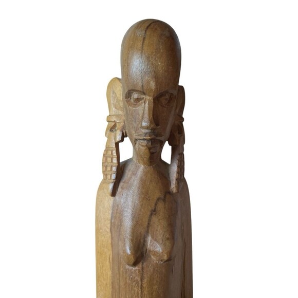 Vintage Hand Carved African Female Figurine Teak 11" - Picture 2 of 5